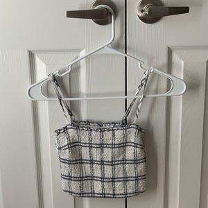 Navy blue and white crop top